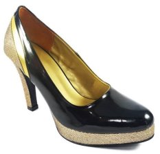 Cassico Ca 006 Sepatu High Heels Wanita - Synthetic - Fiber Outsole Hak 10 Cm - Lucu Dan Cantik - Hitam Kombinasi