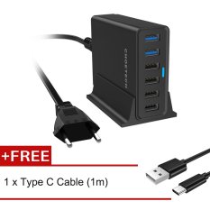 CHOETECH Qualcomm Quick Charge 3.0 Multi Ports Desktop USB Charger With Type C Cable For LG G5 / HTC 10 / iPhone and More