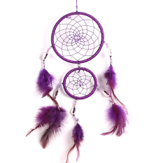 Circle Dream Catcher Feathers Wall Hanging Decoration Car Ornament Purple