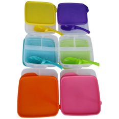 Clio - Kotak Makan Plastik Lunch Box Kyoto Set 6Pieces + Sendok Fullcolour