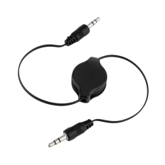 Cocotina 1pc 10.5cm-75cm Retractable 3.5mm AUX Cord Male to Male Stereo Audio Cable for iPod MP3 Car Auto (Black)- INTL