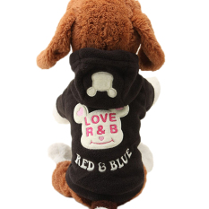 Cocotina Lovely Pets Puppy Dog Bear Printed Costume Warm Hoodie Pullover Sweater Coat Tops Clothes (Black) - XS