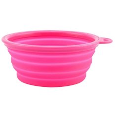 Collapsible Dog Silicone Travel Feeding Bowl Water Dish Feeder(Pink) (Intl)