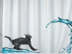 Crystal Fantasy Polyester Shower Curtain Cat Shower / Tirai Kamar Mandi / Gordyn