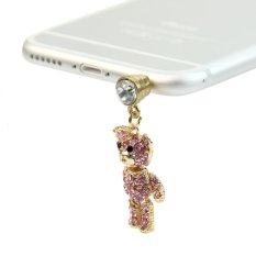 Cute Bear 3.5mm Anti Dust Earphone Jack Plug For iPhone HTC and Samsung (Pink)