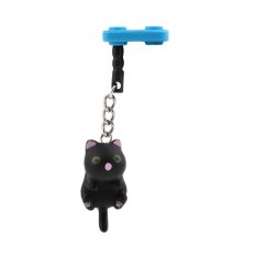 Cute Cat Hanging 3.5mm Anti Dust Earphone Jack Plug Stopper Cap For Phone Black (Intl)