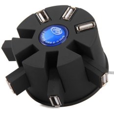Cylinder Shape Folding 480Mbps 7-Port USB 2.0 Hub with LED Indicator Light for PC Laptops Tablets (BLACK)