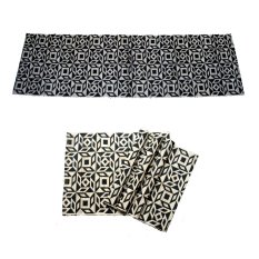 Decoku Bundling motif Geo Boxes Monochrome 1 pc Taplak Meja 125cm + 4 pcs Alas Makan