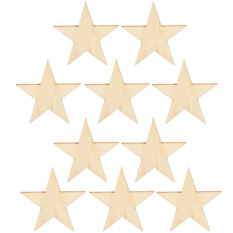DIY 10PCs Wooden MDF Star Embellishment Decor Scrapbooking Craft Card Making New- Intl