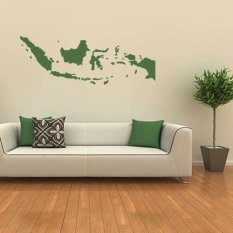 DIY Indonesia map wall sticker home decor shop store Green (Intl)