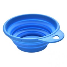 Dog Cat Portable Silicone Collapsible Travel Feeding Bowl Water Dish Feeder WF (Blue) - Intl
