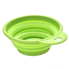 Dog Cat Portable Silicone Collapsible Travel Feeding Bowl Water Dish Feeder WF (Green) - Intl