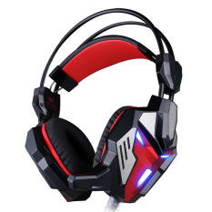 EACH G3100 Gaming Headphone with Mic Stereo Bass LED Light for PC Gamer (Black/Red) - Intl