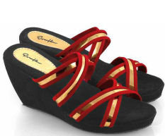 Everflow DG03 Sandal High Heel Wedges - Synth - Rubber - Modis Dan Cantik - Red Comb