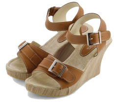 Everflow NK800 Sandal High Heel Wedges - Synth - Rubber - Modis Dan Cantik - Tan