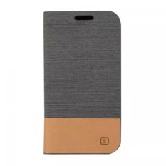 Fabic Grain Flip Case Built-in Soft Silicon Back Cover For Samsung Galaxy J1 Ace J110 (Gray) (Intl)