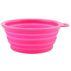 Fang Fang Silicone Pet Dog Cat Collapsible Travel Bowl Dish Feeding Water Feeder (Pink)