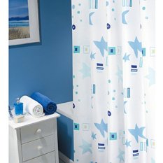 Fantasy Crystal Polyester Shower Curtain Neptune Blue / Tirai Kamar Mandi / Gordyn