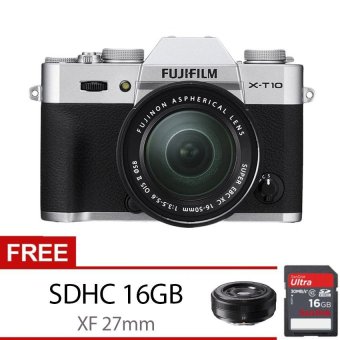 Fujifilm X-T10 16-50mm II - 16.3 MP - Silver + Gratis SDHC Ultra 16GB XF 27mm by Claim