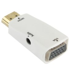 Full HD 1080P HDMI Male to VGA and Audio Adapter for HDTV / Monitor / Projector - Putih