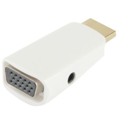 Full HD 1080P HDMI Male to VGA and Audio Adapter for HDTV / Monitor / Projector - Putih