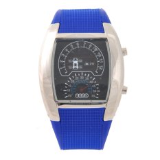 G1168 Waterproof Blue Binary LED Light Dot Matrix Car Meter Dial Unisex Aviation Wrist Watch with Date /Week (Blue) (Intl)