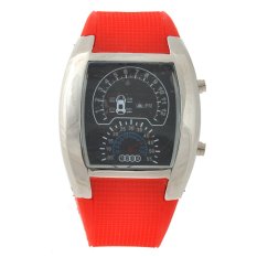 G1168 Waterproof Blue Binary LED Light Dot Matrix Car Meter Dial Unisex Aviation Wrist Watch with Date /Week (Red) (Intl)