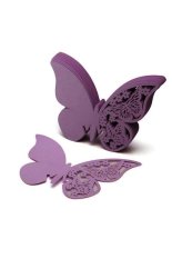 Generic Purple 3D Butterfly Place Cards Glass Laser Cut Wedding Decor Home Favor (50pcs)