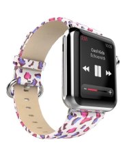 Genuine Leather Leopard Series Watchband Stainless Steel Classic Buckle for Apple Watch 38mm (Color: Multicolor) - Intl