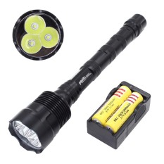 Genwiss 3x CREE XM-L T6 LED 3800 Lumens Super Bright 5 switch Flashlight Aluminum Torches for Camping Biking Working Hunting Fishing Riding Walking(include 3 x 5000mAh Battery and Charger)