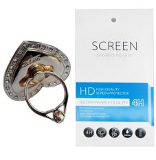 Gold Love Ring Stand (firmly stick on phone / phone cover case) + Gratis 1 Clear Screen Protector for Nokia Lumia 520