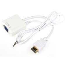 Gold-Plated Active Hdmi To Vga Adapter Converter Cable With Audio (Male To Female) (White) (Intl)