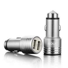 Golf Mini Dual Usb 1A / 2.1A Metal Mobile Phone Car Charger for Apple iPhone 7/7S 6/6s Plus SE/5S/5C iPad , Samsung Galaxy S6 S7 S8 Edge Note 6/5/4 , Huawei Mate S 8/7 P8 P9 Sony LG Xiaomi HTC (Intl)