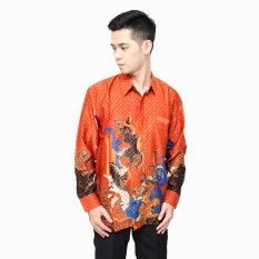 Hansen & Lisa Kemeja Batik Sutra Lengan Panjang Coklat Bata