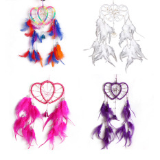 Heart Feathers Dream Catcher Wall Hanging Decoration Car Ornament (Purple) (Intl)