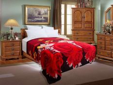 Home-Klik Selimut Bulu Halus Red Flower - Size 180 x 200cm
