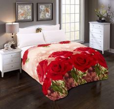 Home-Klik Selimut Bulu Halus Red Rose Flower - Size 180 x 200cm