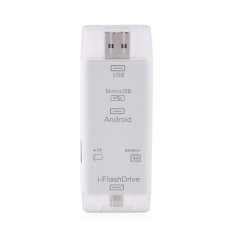 i-Flash Drive HD USB Storage Device Mini Pendrive Micro SD U Disk TF Card Reader for 8pin iPhone 5/5s/6 plus for Samsung Android - White (Intl)