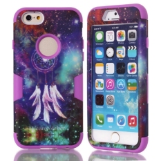 iNenk Dream Catcher Pattern Silicone plus PC Hybrid Protective Back Case Cover Skin for iPhone 6 4.7 Inch - Purple Inner Shell