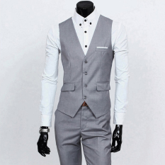Jaket Kulit - Rompi Jas Pria Design Style - Abu-Abu