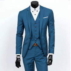 Jaket Kulit - Setelan Jas dan Celana Pria New Design - Biru Muda