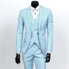 Jaket Kulit - Setelan Jas dan Celana Pria New Design - Biru Silver