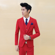 Jaket Kulit - Setelan Jas Pria Trend Color Style - Red