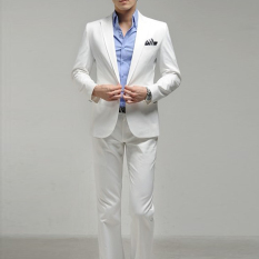 Jaket Kulit - Setelan Jas Pria White Fashion Style