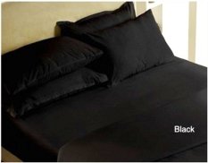 Jaxine Bed Cover Katun Prada Tanpa Sprei - Hitam Polos