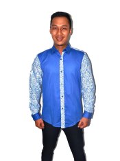 JesThink. Kemeja Pria Lengan Panjang Kombinasi Batik Printing 10