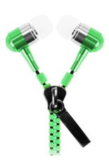JustCreat In-ear Phone Zipper Cable Earphones Magic Sound Metal Wire Control with Mic Earphones(Green) (Intl)