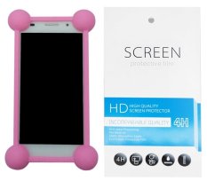 Kasing Universal Wadah Cover Silikon Case Casing - Merah Muda + Gratis 1 Clear Screen Protector for Sony Xperia J (ST26i)