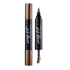 Kiss Beauty - Tinted Tattoo Kill Brow 2 in 1 / Tato Alis dan Maskara – Coklat Muda