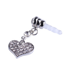 kobwa Universal 3.5mm Crystal Heart Dangle Anti Dust Earphone Jack Plug Stopper for IPhone4,4s,5,iPod,iPad,HTC,Samsung (Intl)